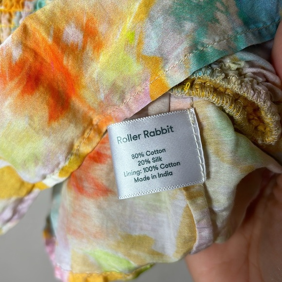 Roller Rabbit Sandrio Dove smocked riffle top sz XS - Picture 6 of 8